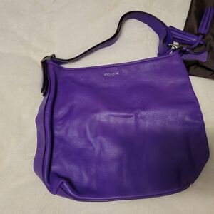 Coach Purple Leather Shoulder Bag